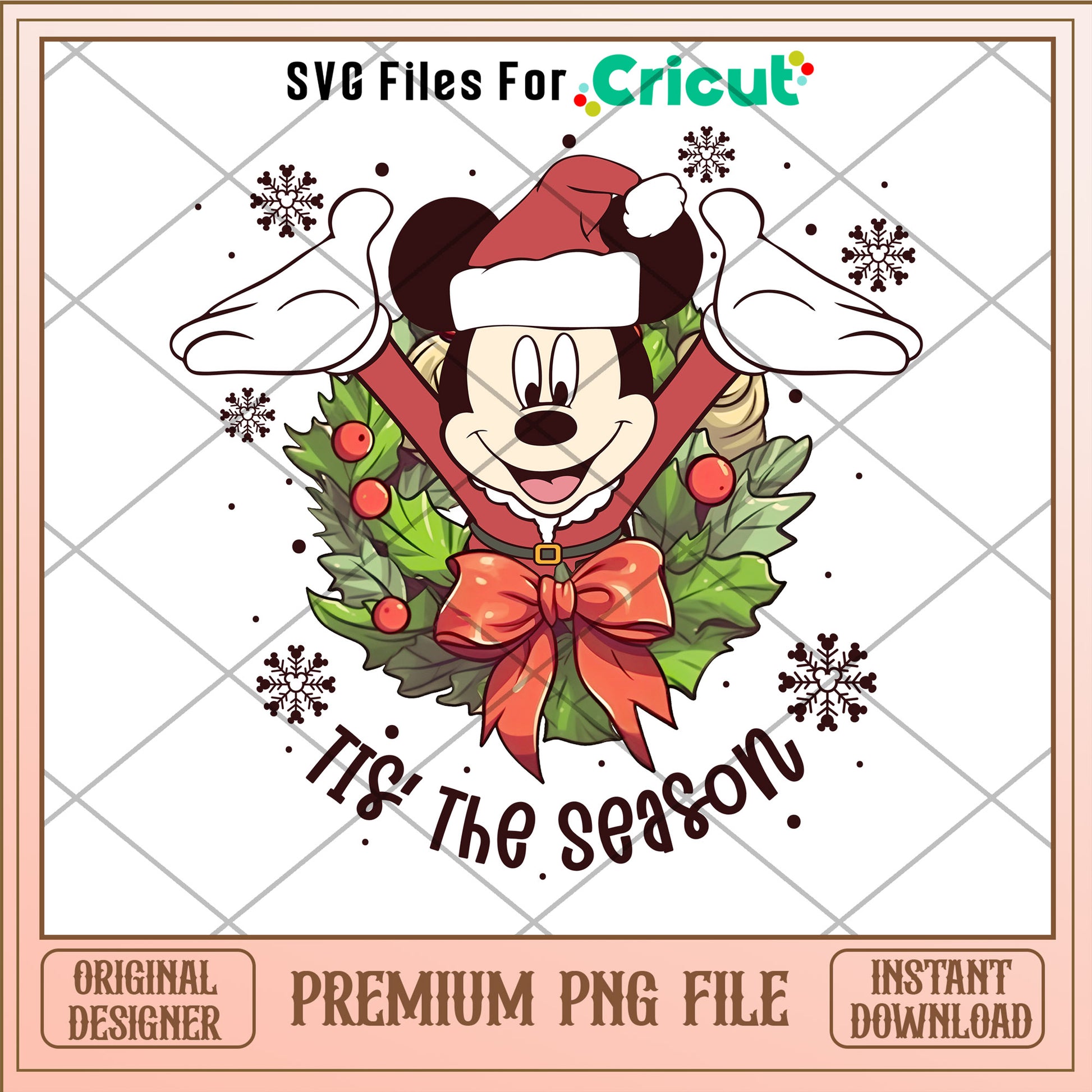 Tis the season png, mickey mouse png, merry christmas png