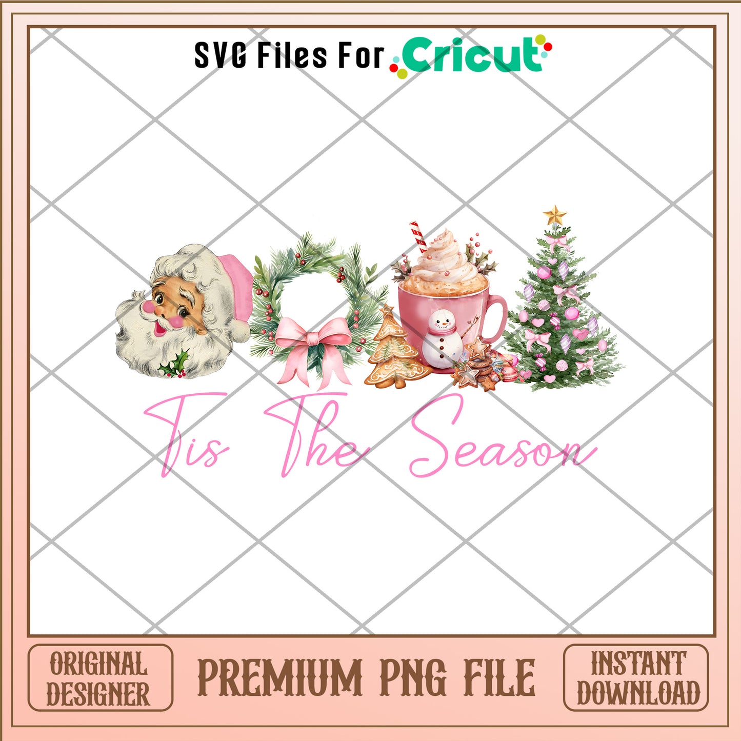 Tis the season things png, pink santa png, merry christmas png