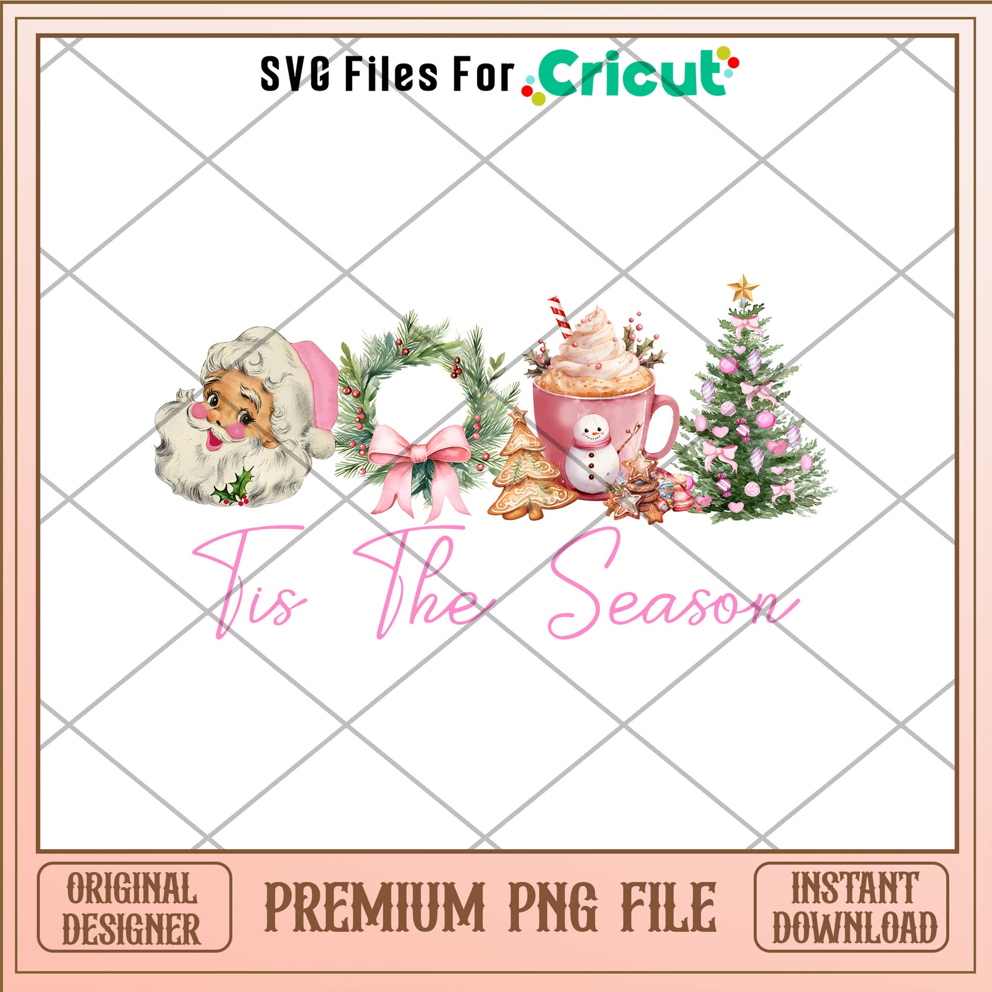 Tis the season things png, pink santa png, merry christmas png
