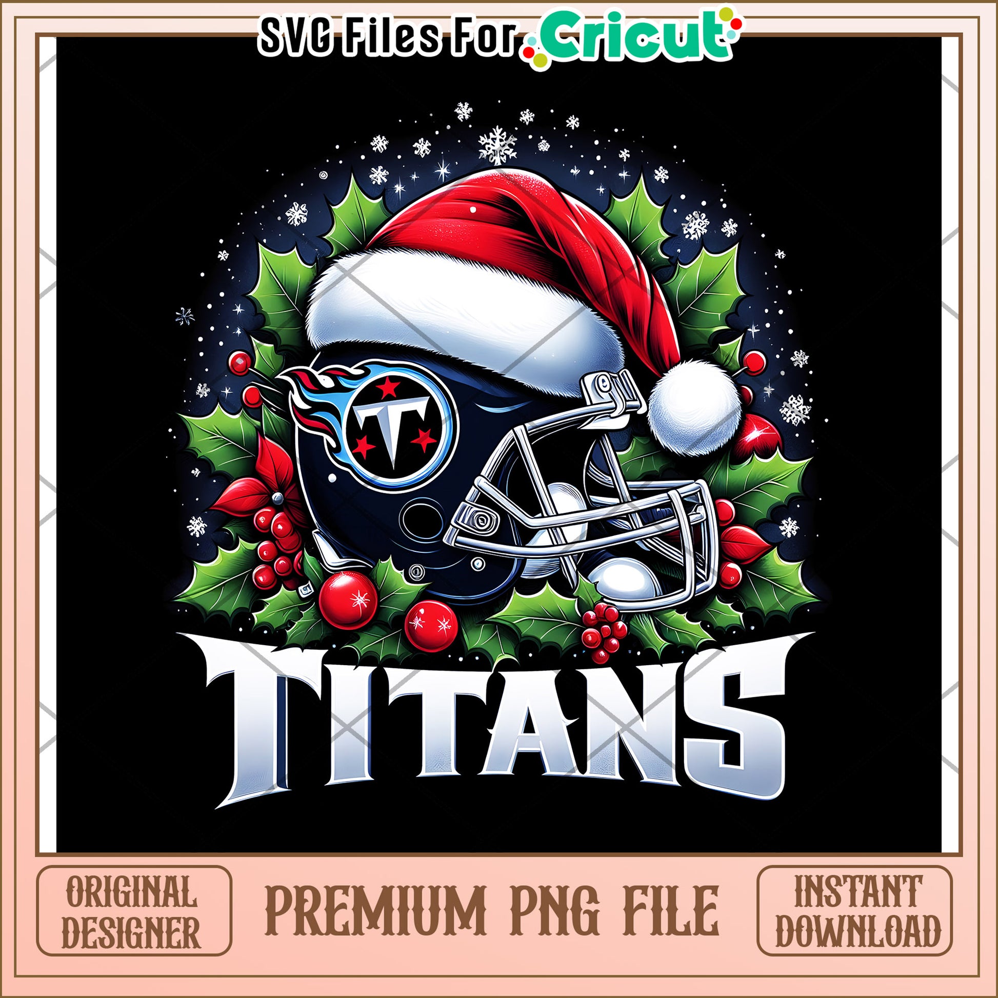 Titans Christmas PNG File, festive helmet design for crafting