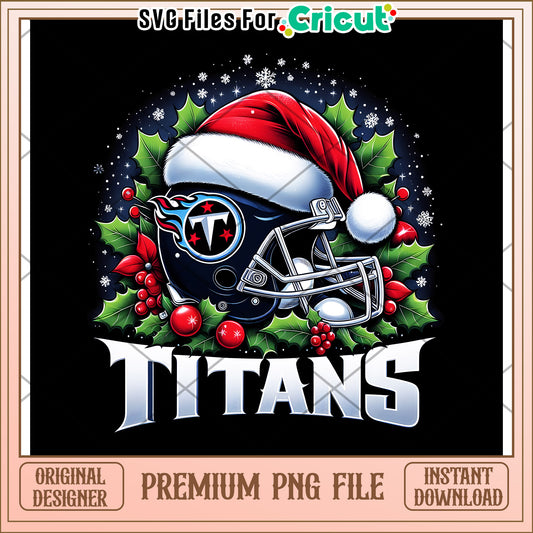 Titans Christmas PNG File, festive helmet design for crafting