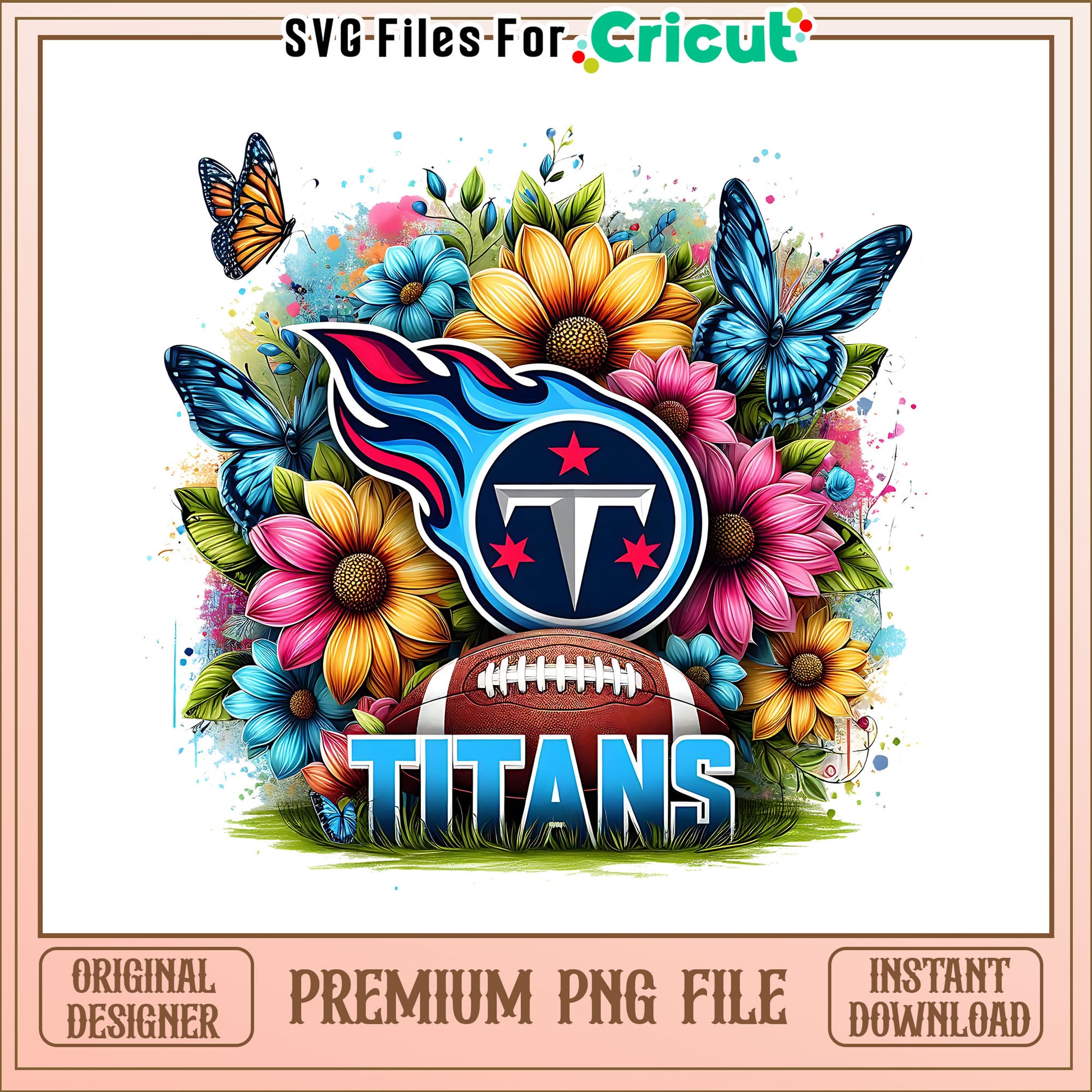 Titans logo vintage flower png, Tennessee Titans png, NFL png