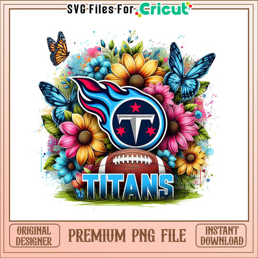 Titans logo vintage flower png, Tennessee Titans png, NFL png