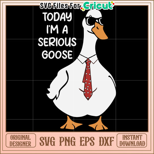 Today I am a serious goose in a tie, fun and quirky design image