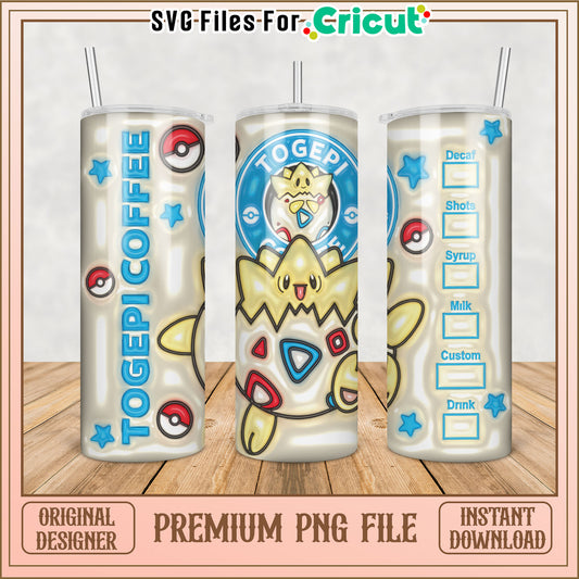 Togepi Coffee Tumbler PNG Sublimation Design