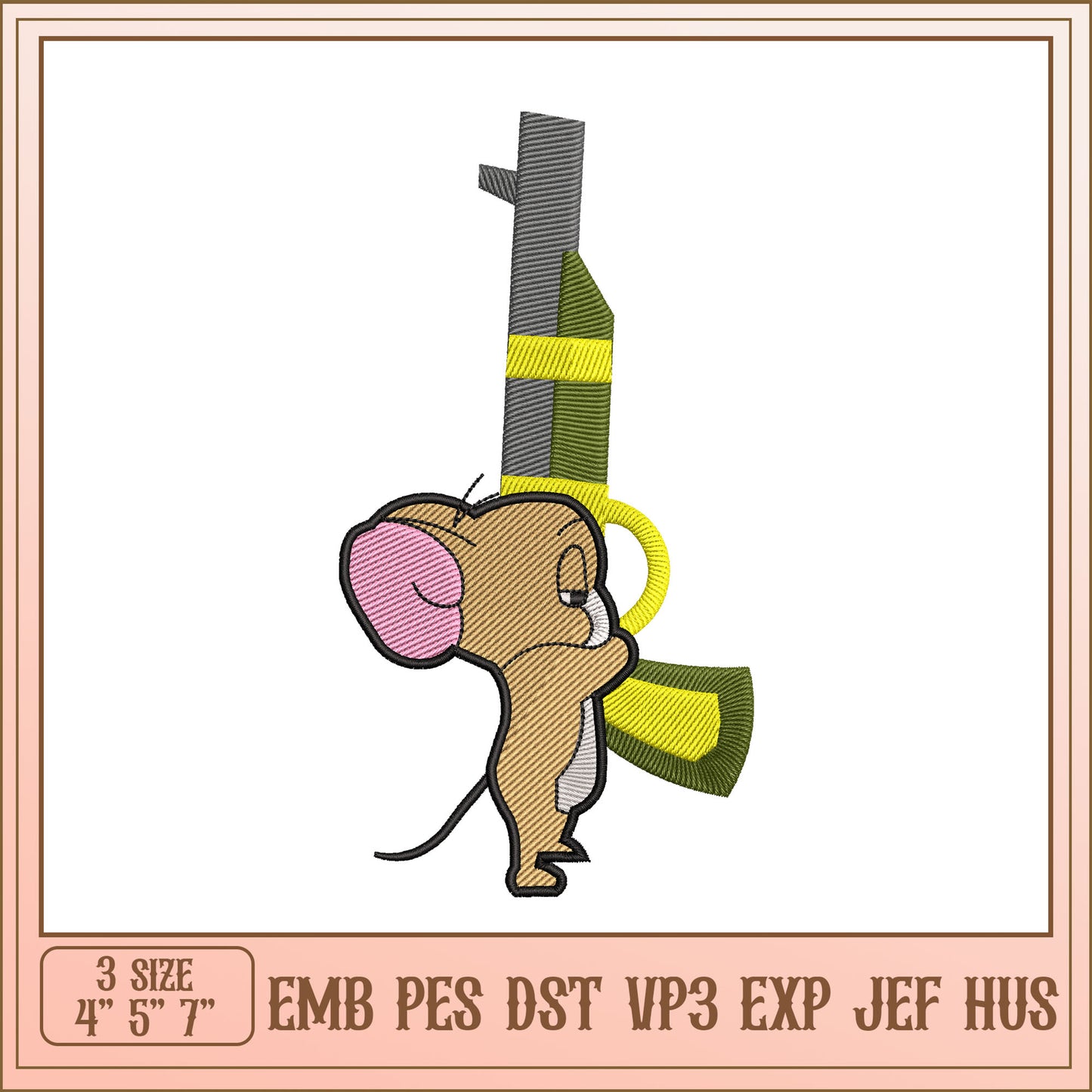 Tom & Jerry Gun Embroidery Design