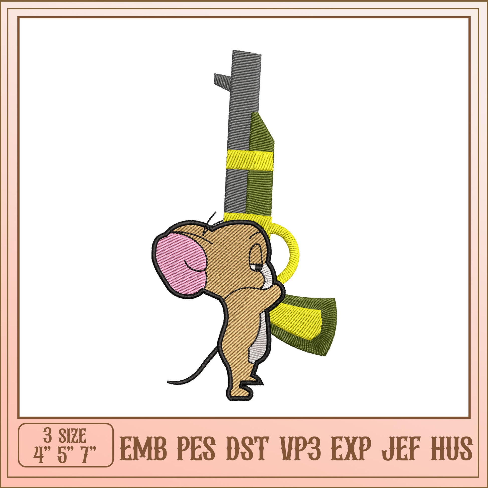 Tom & Jerry Gun Embroidery Design