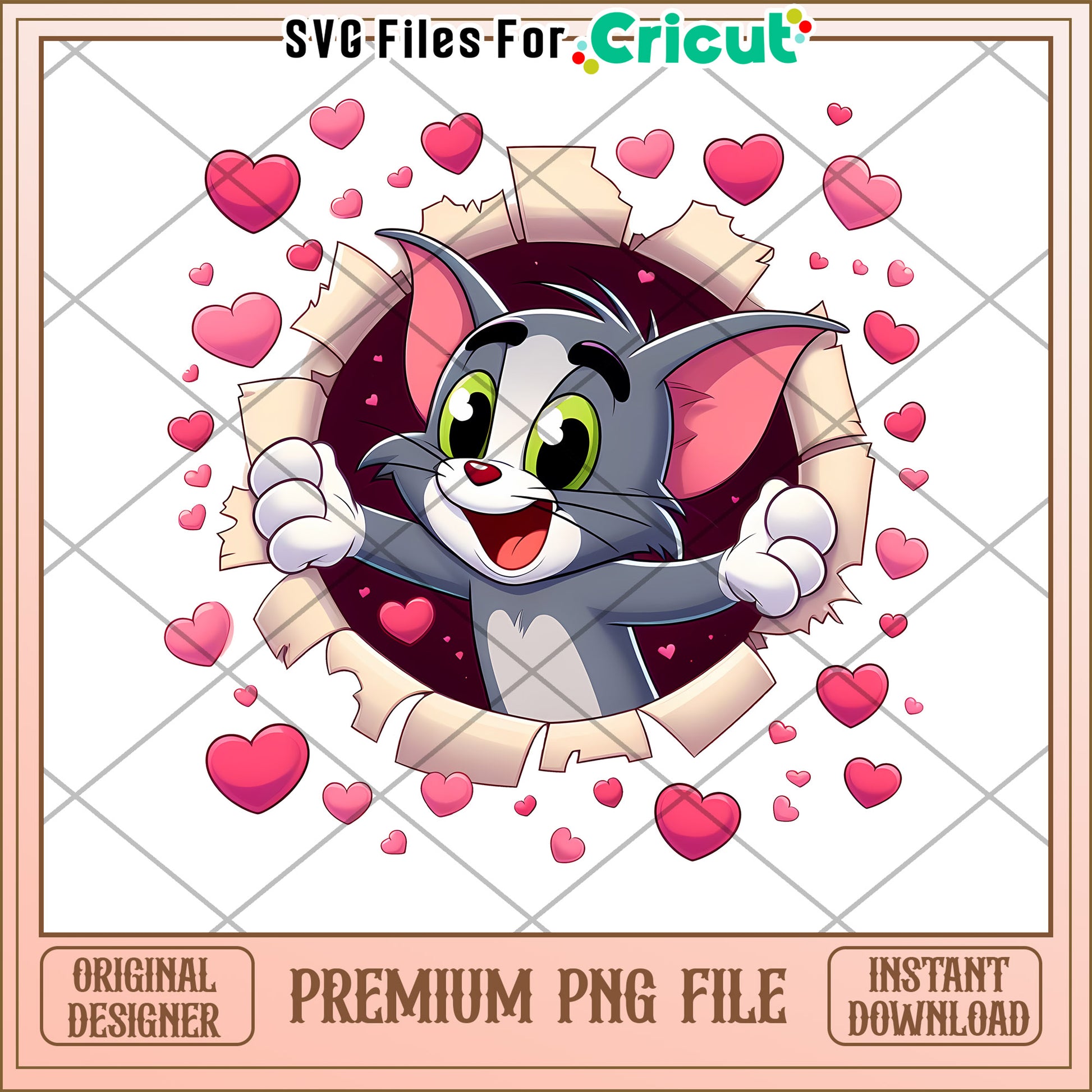 Tom & Jerry Valentine PNG Cricut