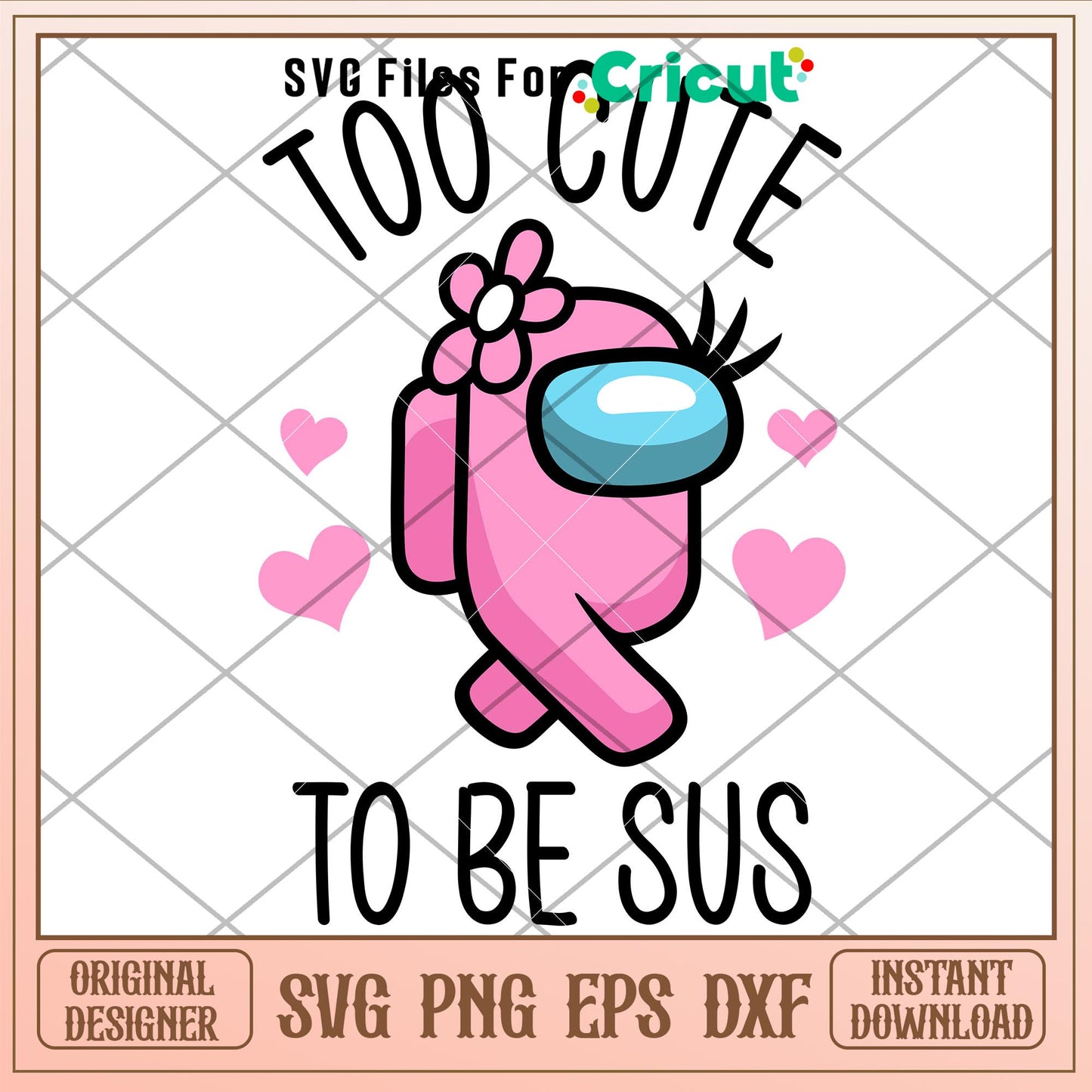 Too Cute To Be Sus Hearts, Too Cute To Be Sus Baby Svg
