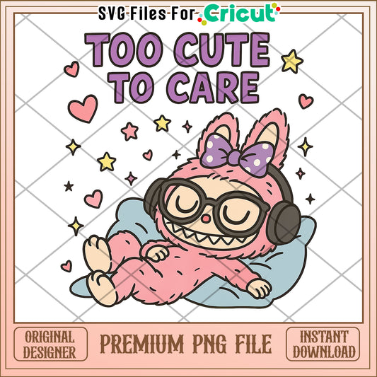 Too cute labubu png, labubu quotes png, funny labubu png