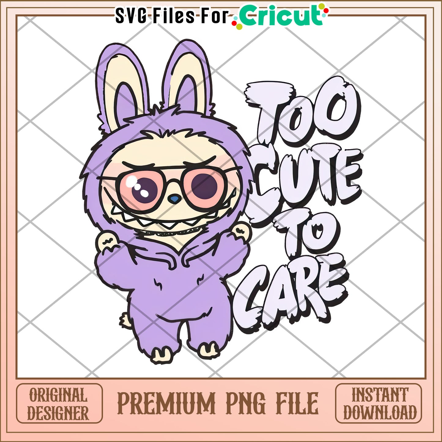 Too cute to care png, labubu png, have a seat labubu​ png