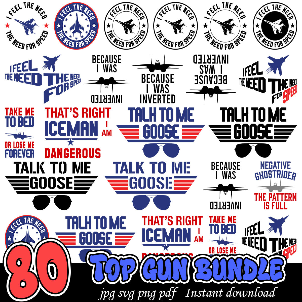 Top Gun Bundle Svg, Top gun movies art bundle