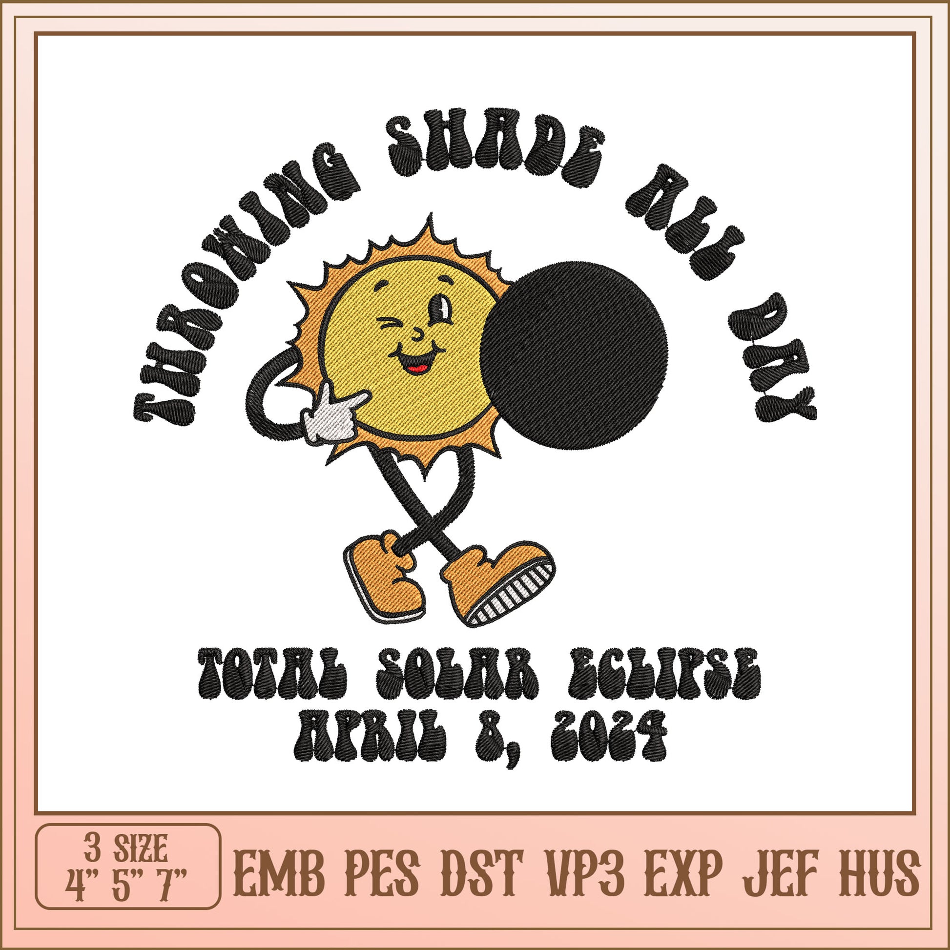 Total Solar Eclipse Embroidery Design