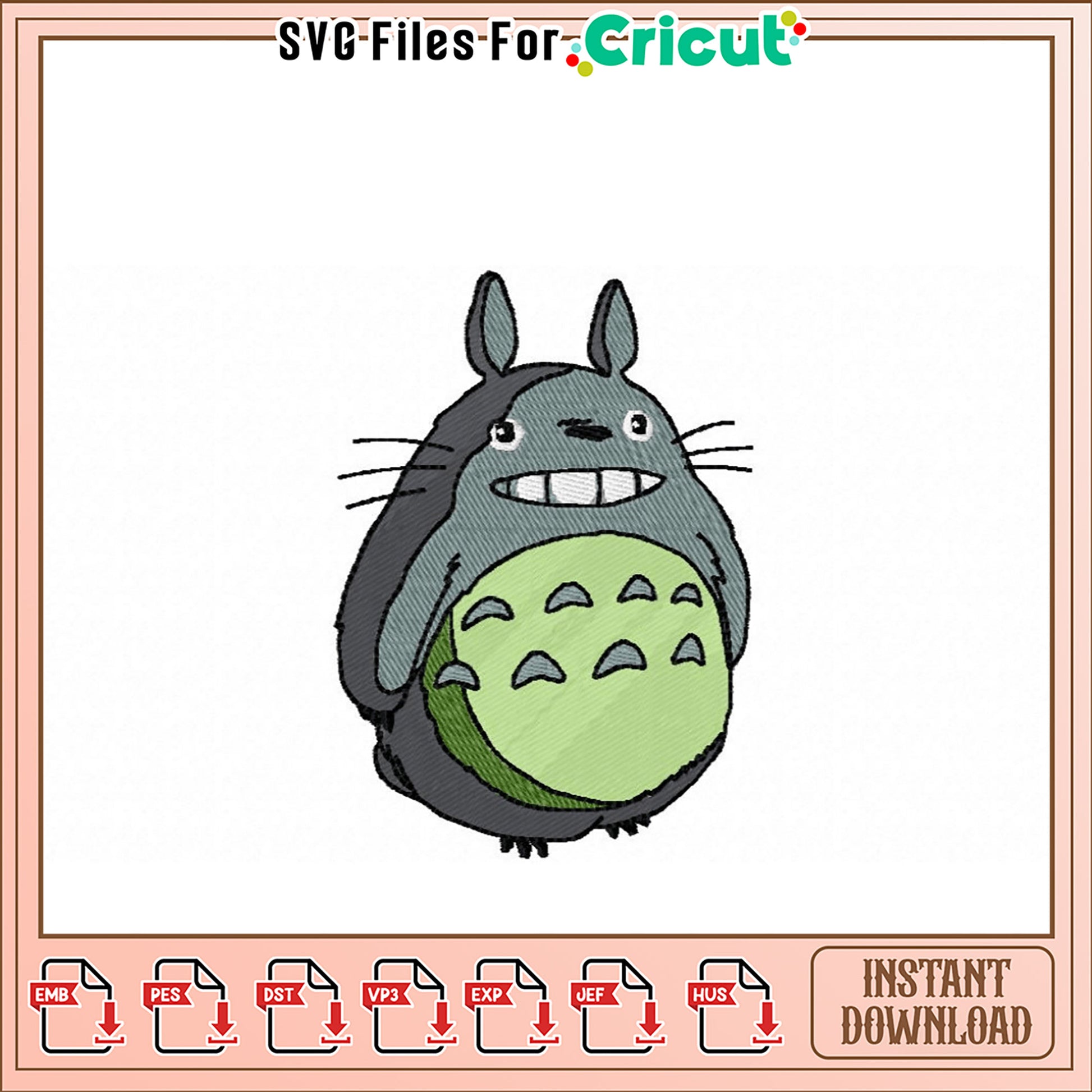 Totoro Embroidery Design Instant Download
