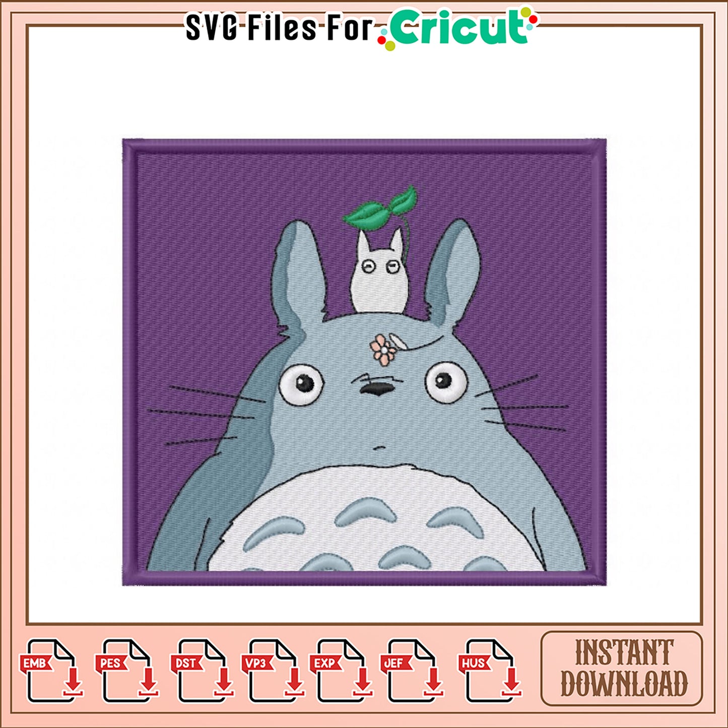Totoro & Catbus Embroidery Design Instant Download