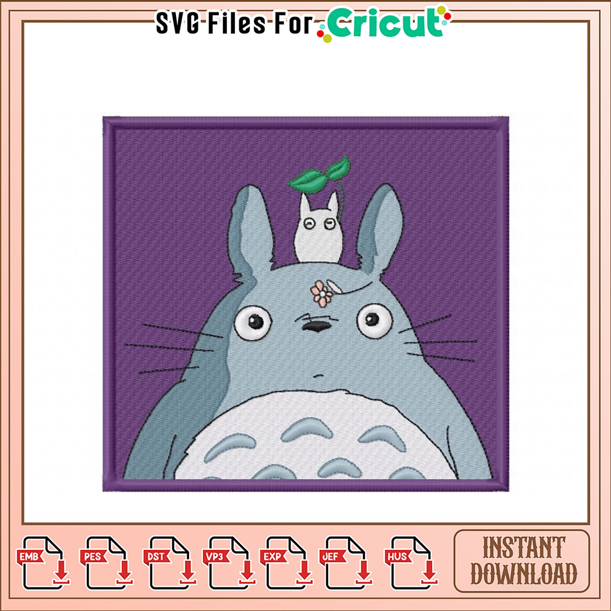 Totoro & Catbus Embroidery Design Instant Download