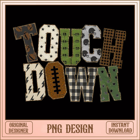 Touchdown Football PNG, Game Day Sublimation, Football Season PNG