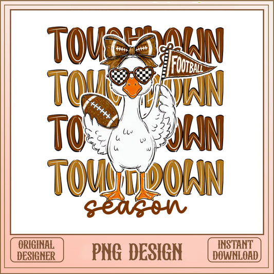 Touchdown Season Duck Football PNG, Football Season PNG, Funny Duck PNG