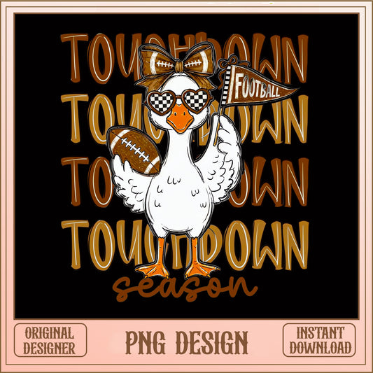 Touchdown Season Duck PNG, Football Duck Shirt, Game Day PNG