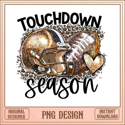 Touchdown Season PNG, Football Leopard Glitter Design, PNG