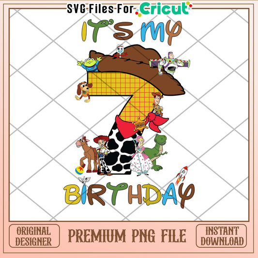 Toy Story 7th Birthday PNG Design