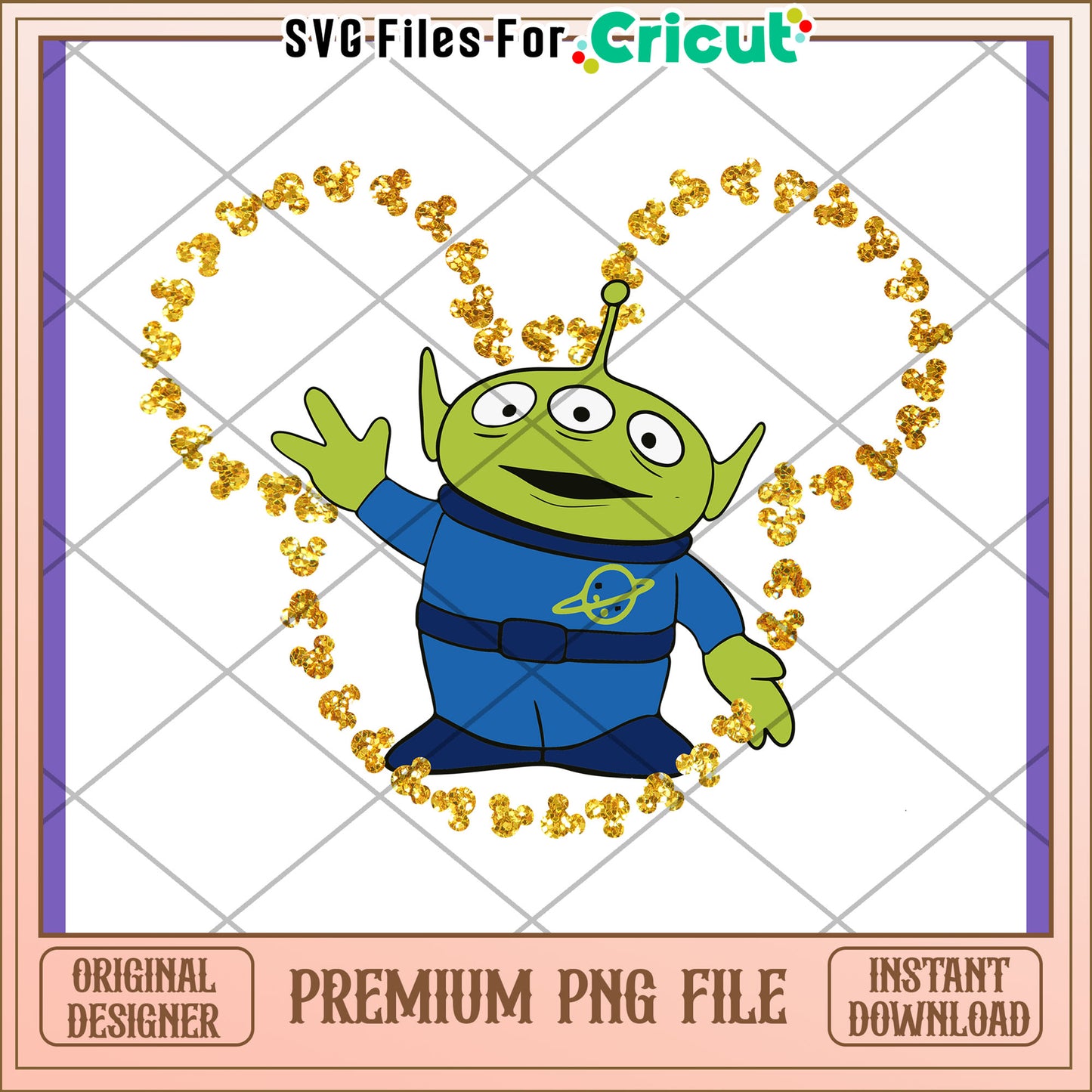 Toy Story Alien PNG, Gold Glitter Mickey