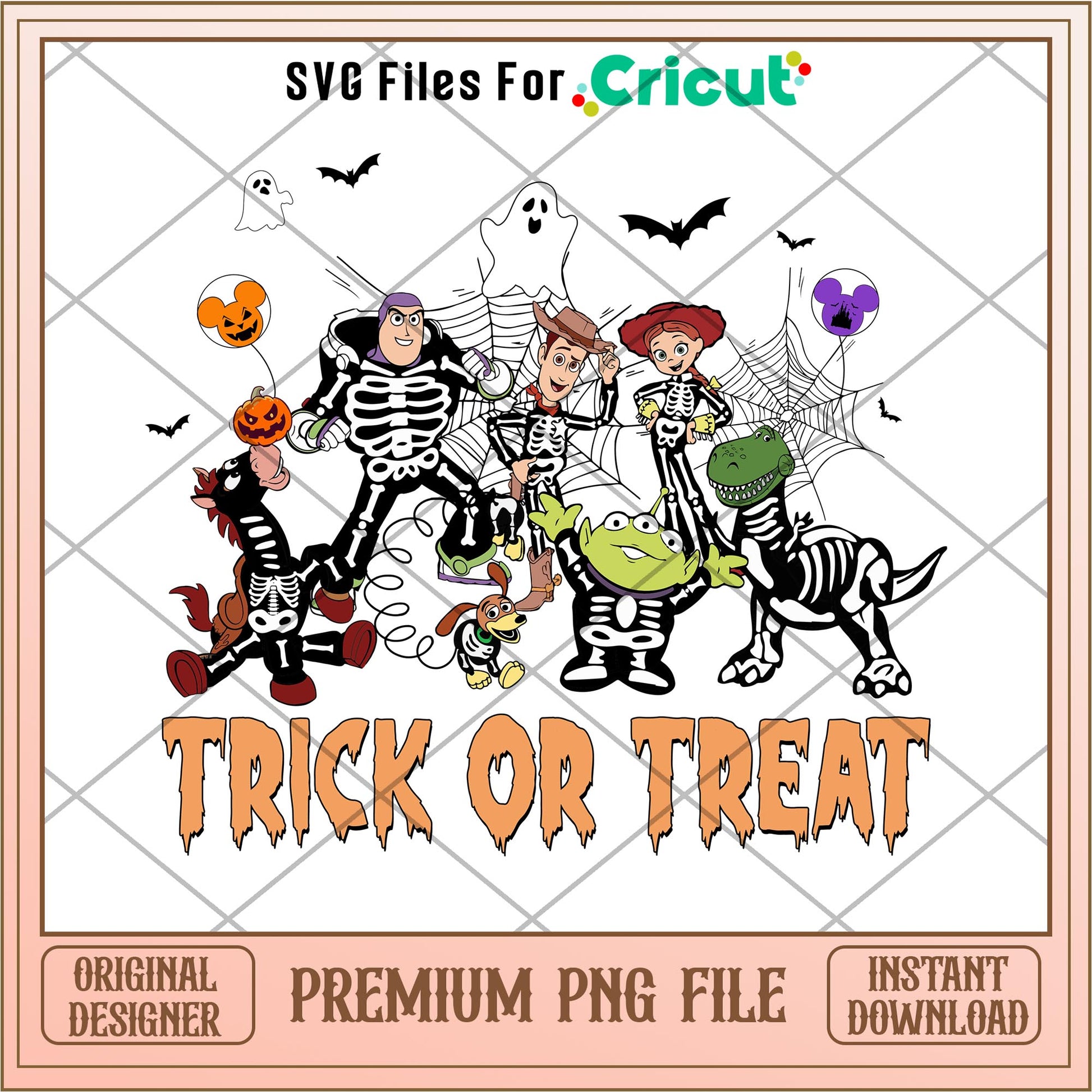 Toy Story Halloween Skeleton Trick or Treat png, Toy Story Characters png, Digital Download