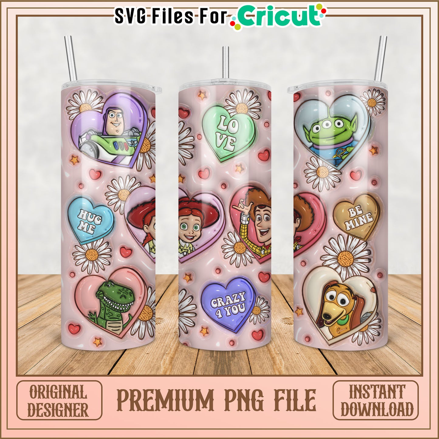 Toy Story Valentine Tumbler PNG Design