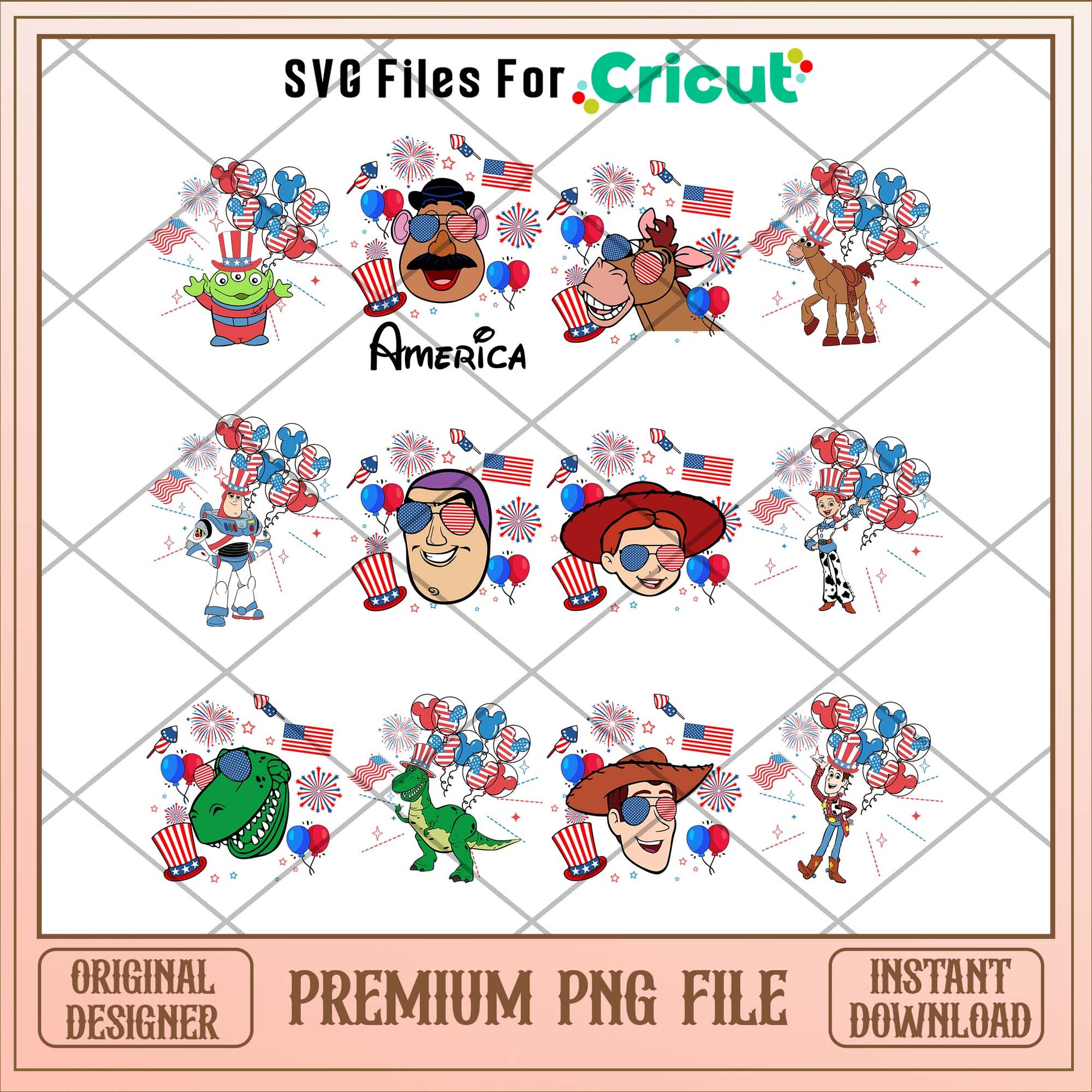 Toy Story friends 4ht of july png bundle