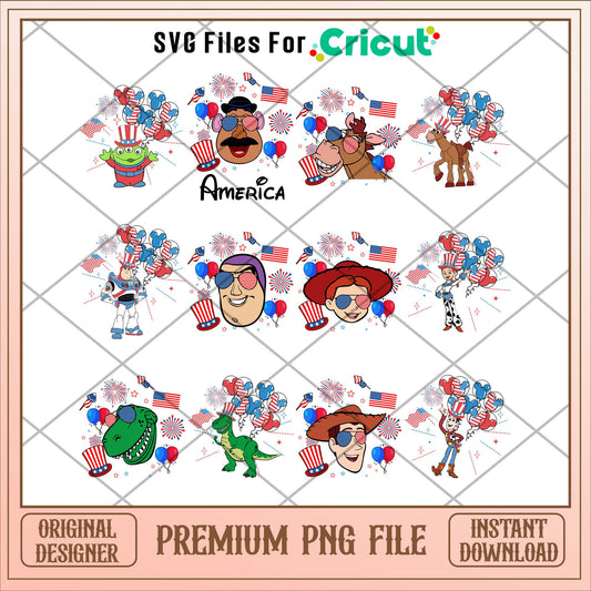 Toy Story friends 4ht of july png bundle