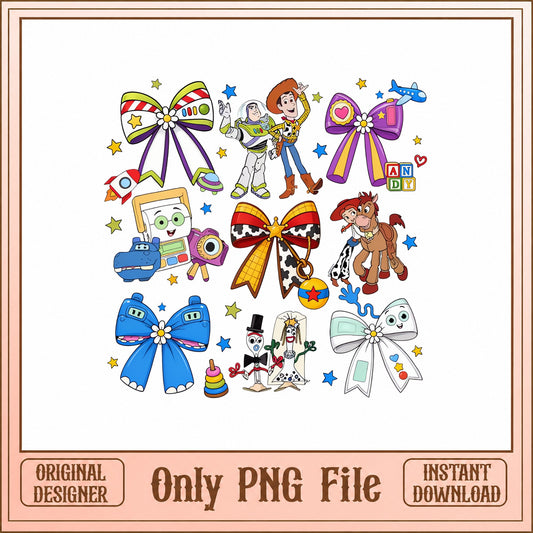 Toy Story Characters Bow Bundle, Woody Buzz Lightyear, PNG