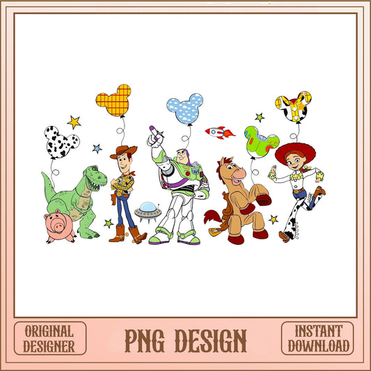 Toy Story Characters Disney Balloon PNG, Woody Buzz PNG, Disney Trip PNG