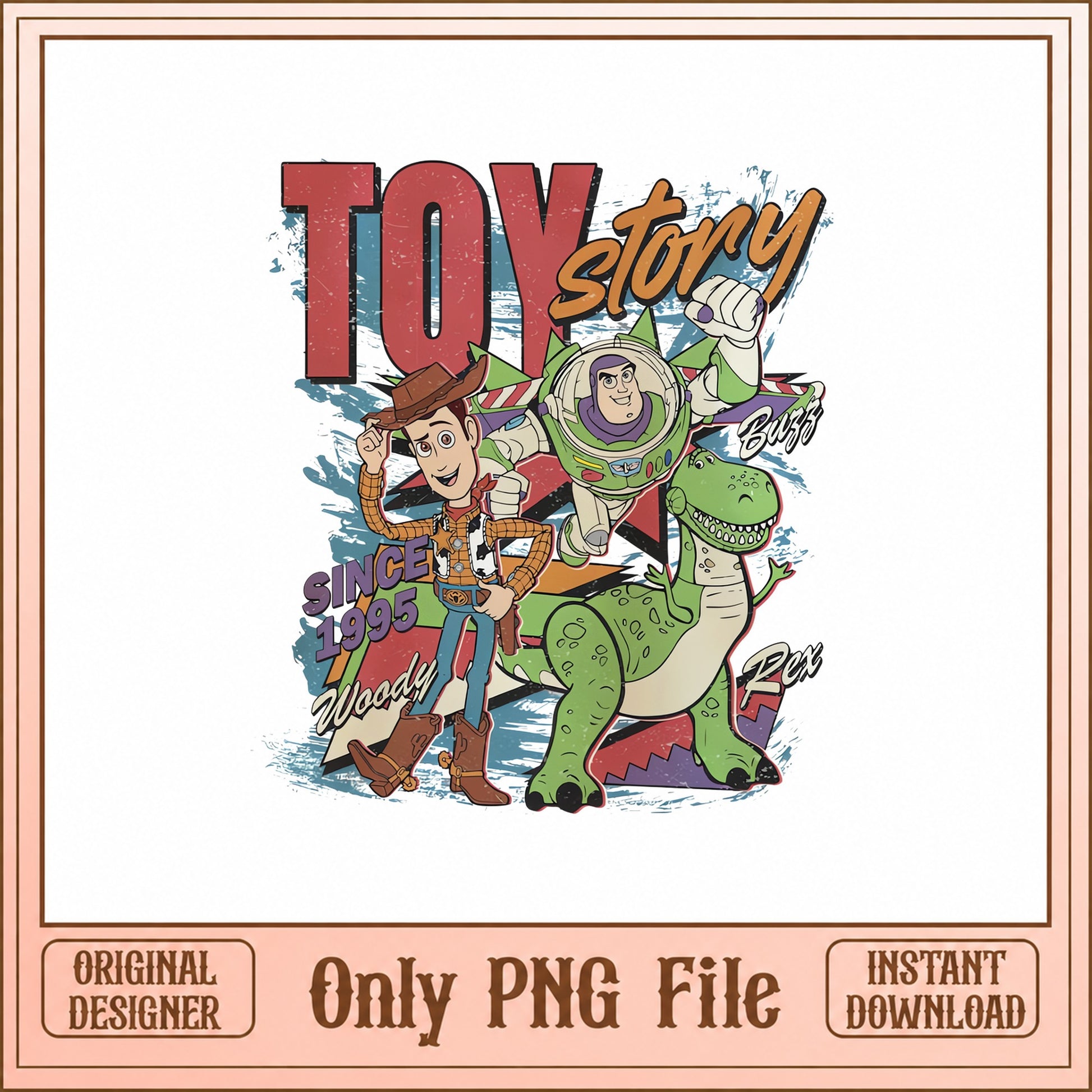 Toy Story Characters PNG, Woody Buzz Rex Retro, Disney PNG