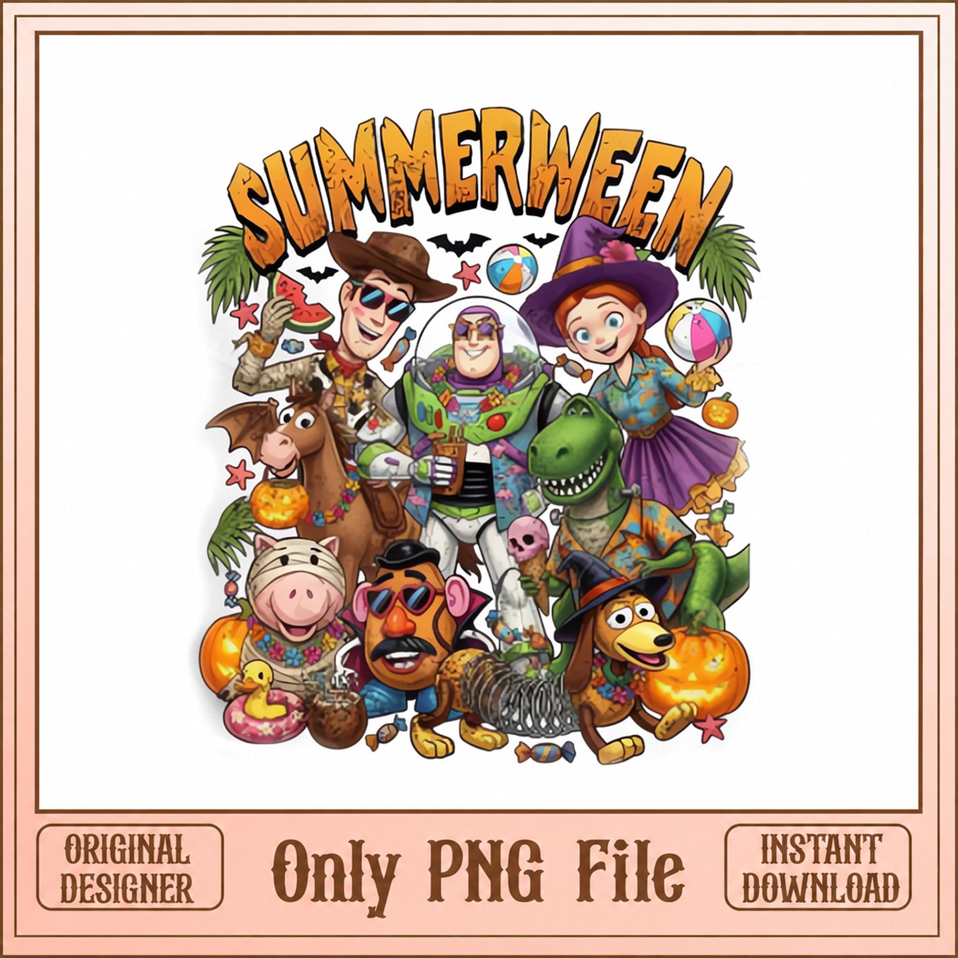 Toy Story Summerween PNG, Halloween Summer Characters, PNG File