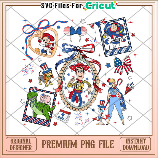 Toy story characters png, independence day png, disney character png