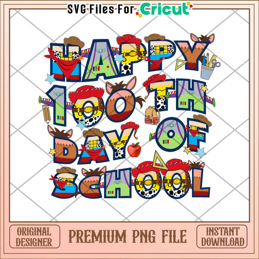 Toy story font happy 100th days of school png, font design png