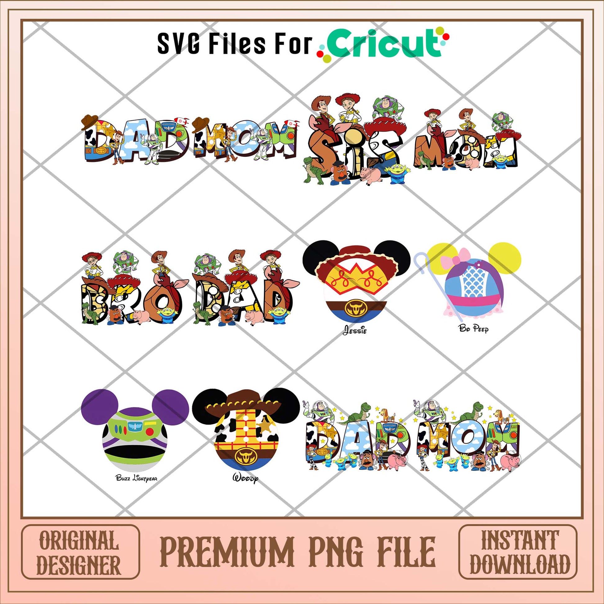 Toy story family art png bundle