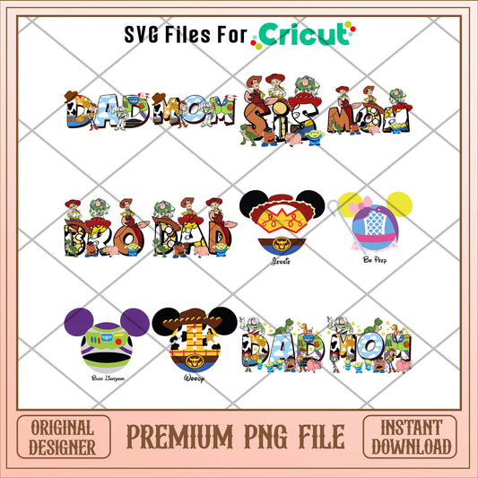 Toy story family art png bundle