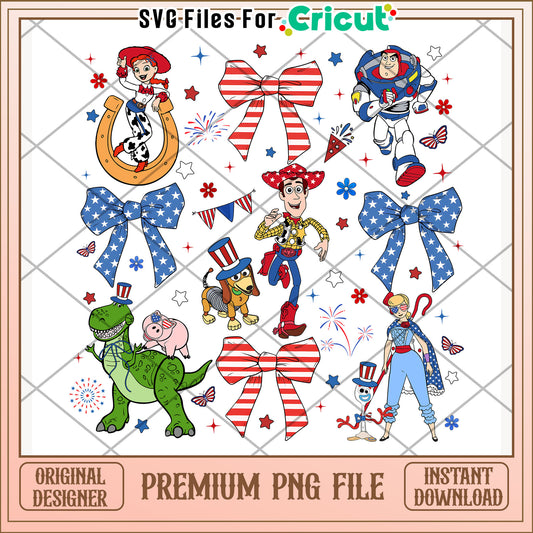 Toy story woody and his friends png, independence day png, disney character png