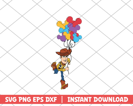 Toy story woody balloon disney svg