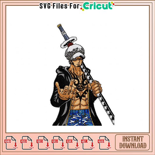 Trafalgar Law Embroidery Design Instant Download