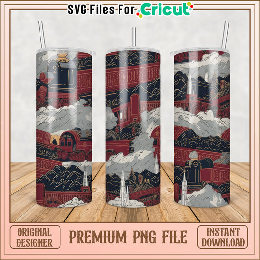 Train Tumbler PNG Sublimation Design