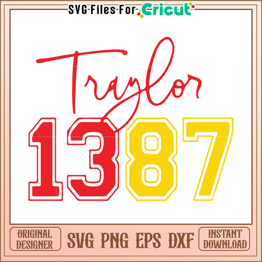 Traylor 1387 design in vibrant red and yellow colors, perfect for events