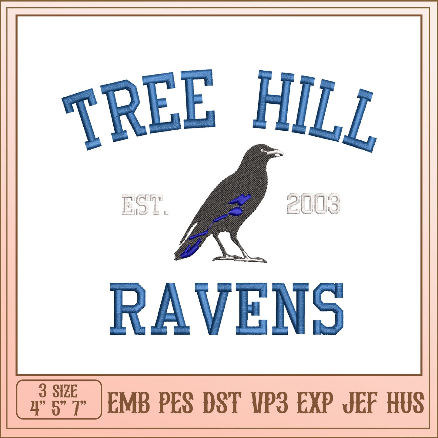 Tree Hill Ravens Embroidery Design