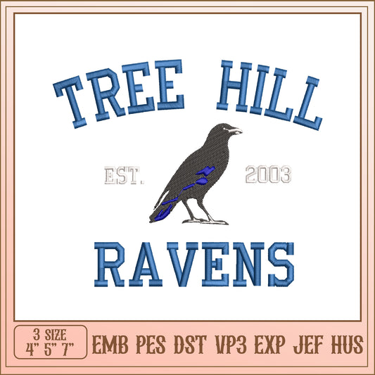 Tree Hill Ravens Embroidery Design