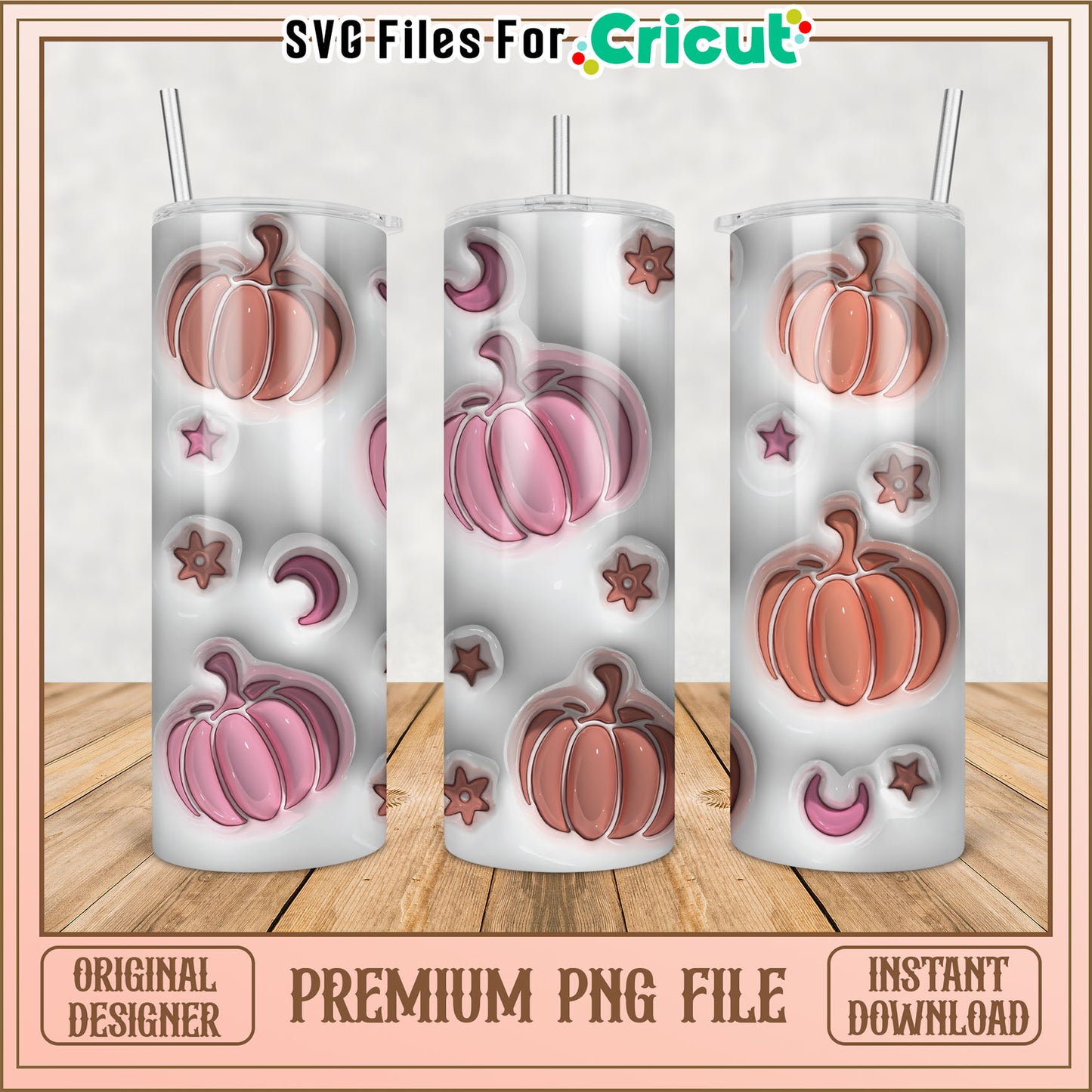 Trendy Fall Pumpkin Tumbler PNG File for Cricut Crafting Needs