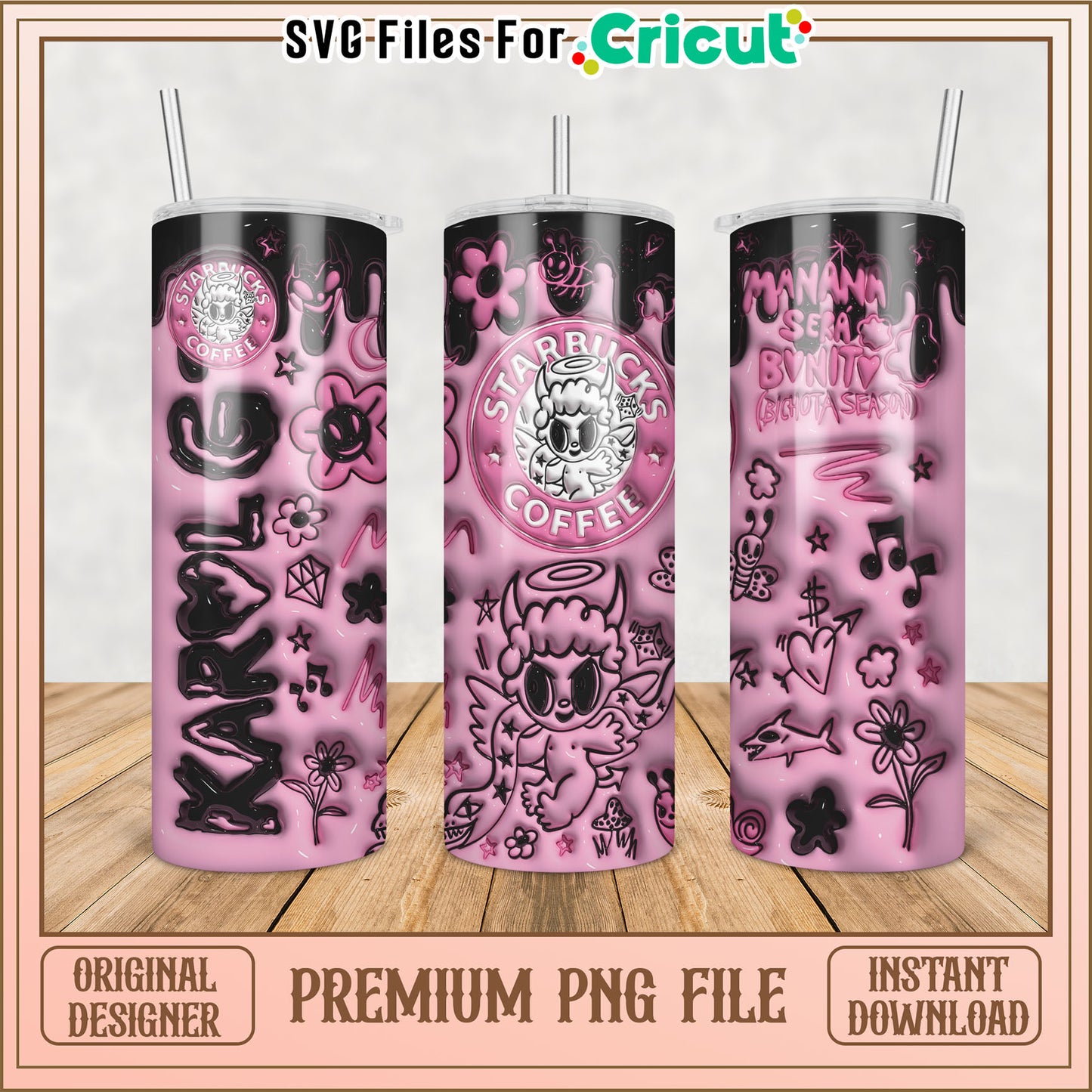 Trendy Pink Starbucks Tumbler PNG for Cricut Crafting Projects