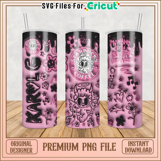 Trendy Pink Starbucks Tumbler PNG for Cricut Crafting Projects