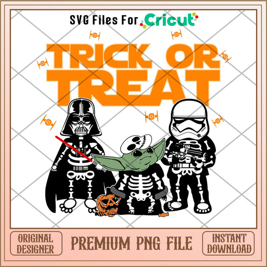 Trick Or Treat Star Wars Halloween The Mandalorian characters svg, digital download