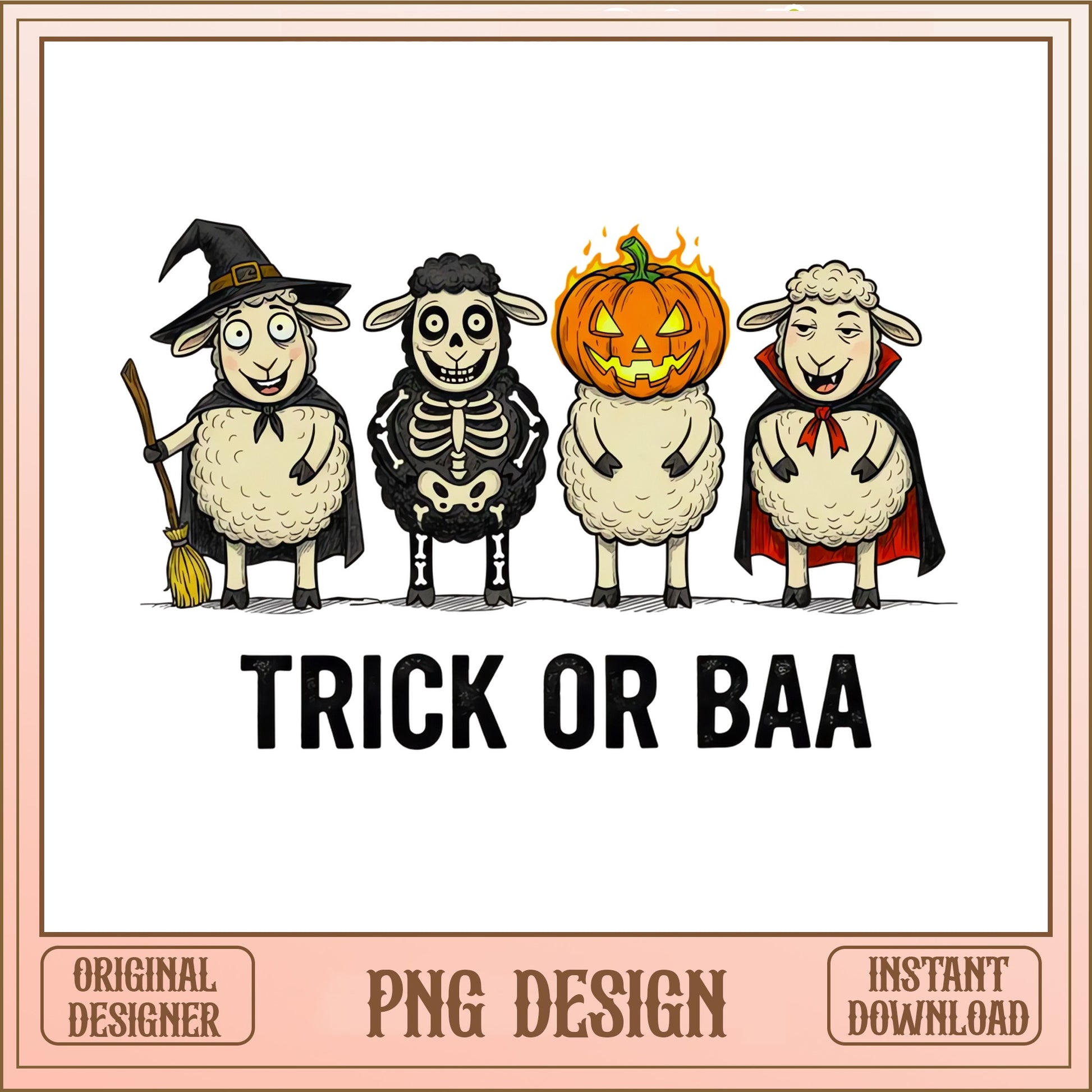 Trick Or Baa Halloween Sheep PNG, Funny Sheep Halloween PNG, Sheep Costume PNG